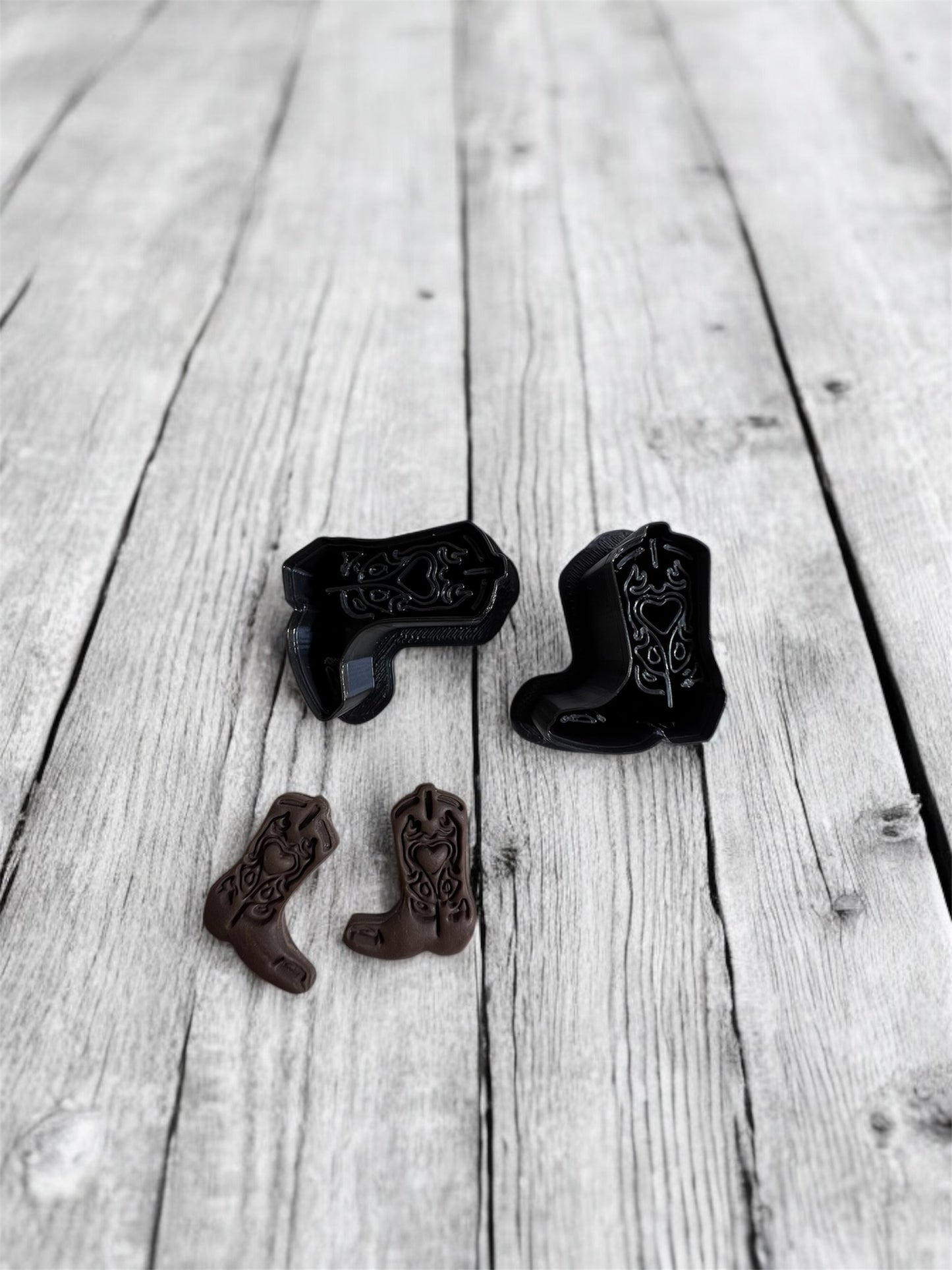 🤠🔥 Flaming Heart Cowboy Boot Clay Cutter – 3D Printed – 30mm – Western Rebel Style 🔥🤠